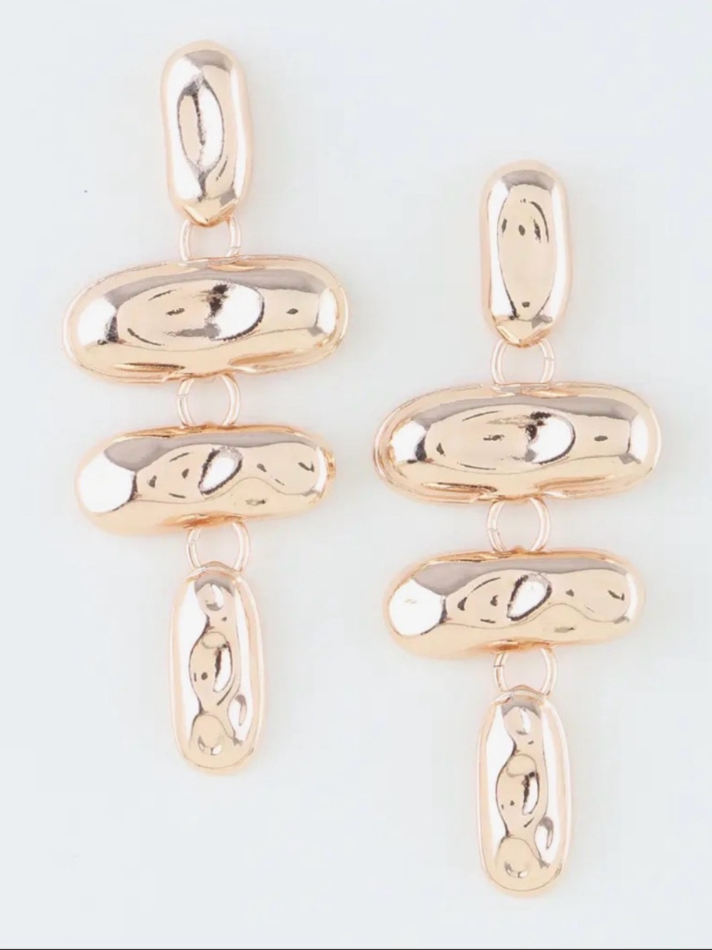 Gold Hammered Drop Earrings (5501)